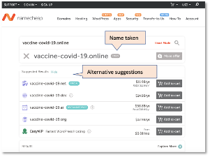 Namecheap Domain Name Generator results