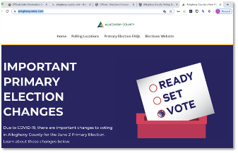 screen-capture image of legitimate '.com' election site