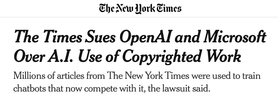 NYTimes lawsuit against OpenAI and Microsoft Copilot